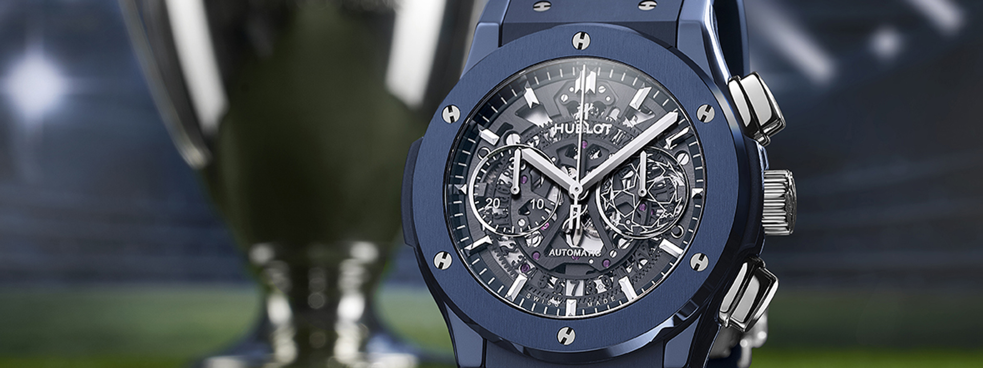 Leia mais sobre o artigo Marcando gol, a Hublot lança o novo cronógrafo Classic Fusion Aerofusion UEFA Champions League